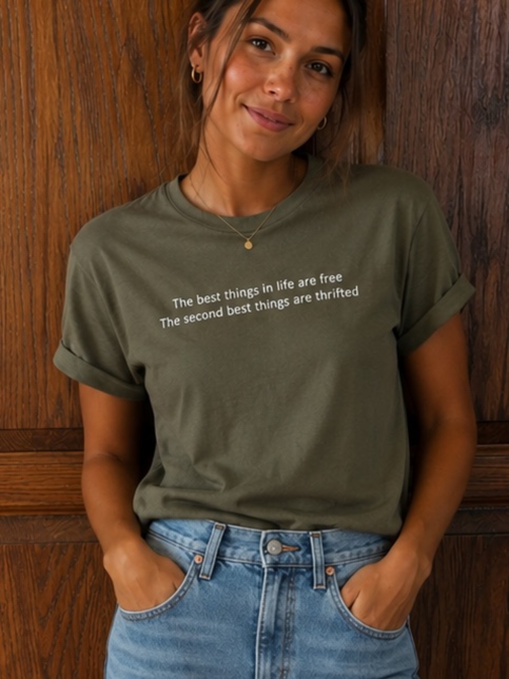 Bella Canvas Green Thrift Tee